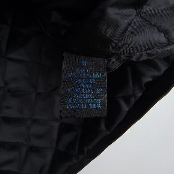 Vintage 90's Brown Cafe Racer Striped Moto Biker PVC Faux Leather Jacket Medium - Picture 6 of 6